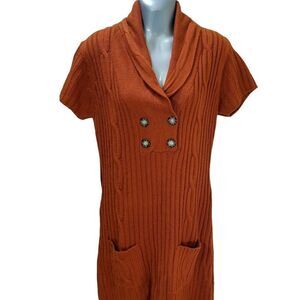 Allison Brittney Orange Cable Knit Sweater Dress Size Large